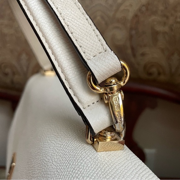 Henri Bendel Large Ivory Uptown Satchel with Gold Tone Hardware & Long Strap - Picture 4 of 13
